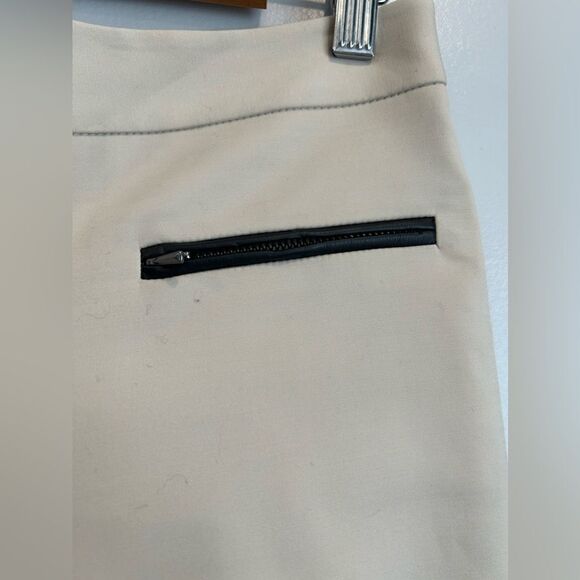 CLUB MONACO Emily Khaki Leather-Trimmed Pockets Skinny-Leg Pants - Picture 4 of 9